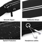 Slim Running Belt For Men and Women Waist Fanny Pack Phone Holder Pouch Bag Reflective Zipper Pocket Workout Cycling Fitness